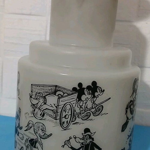 Vintage ceiling light used with Disney characters, glass