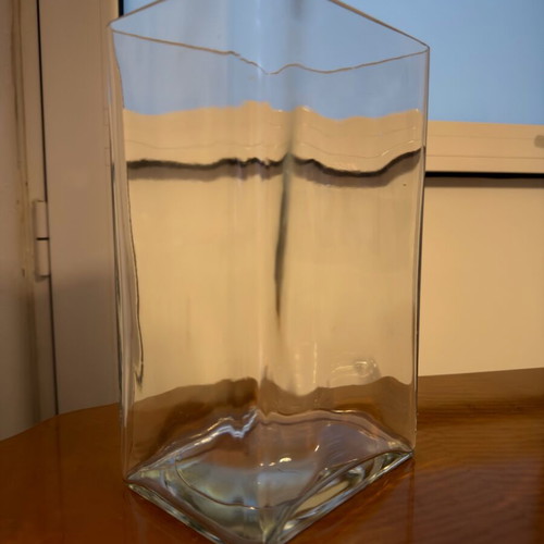 Glass vase modern minimal design 23cm like new