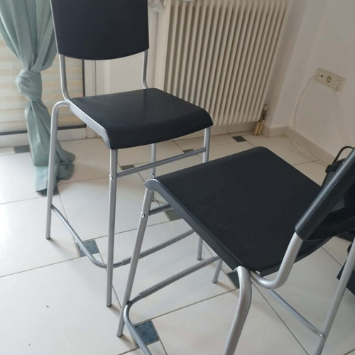 IKEA bar stools set of 2 black with metal frame like new