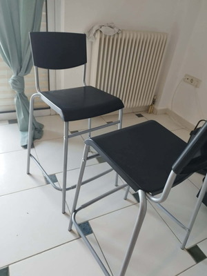 IKEA bar stools set of 2 black with metal frame like new