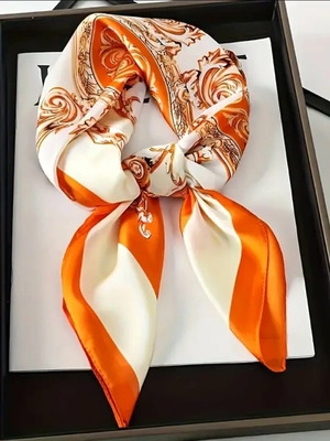 Women's scarves new, orange, size 70×70cm