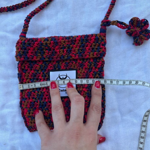 Crochet phone case mini bag, crossbody, red multicolor
