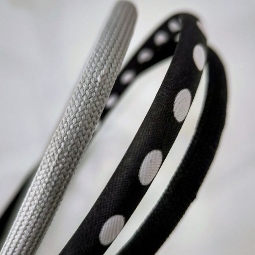 Fabric headbands set of 3, new, grey, black and black with white polka dots