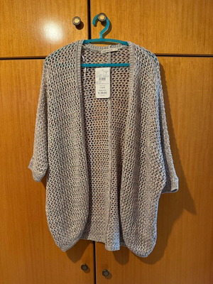 Knitted cardigan in beige tones with glitter new, size M