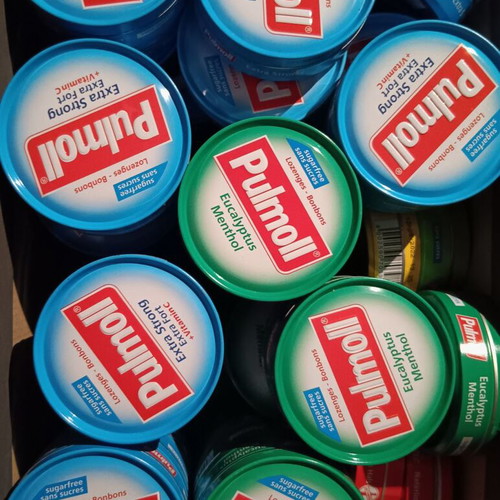 Set of 10 empty metal boxes Pulmoll