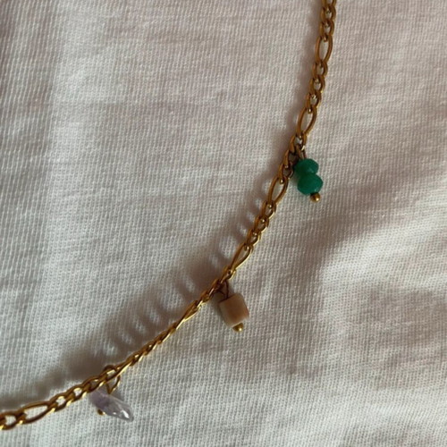 Gold charm necklace colorful like new