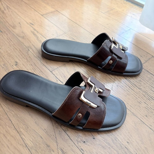 Gianna Kazakou leather slippers dark brown, like new, size 38