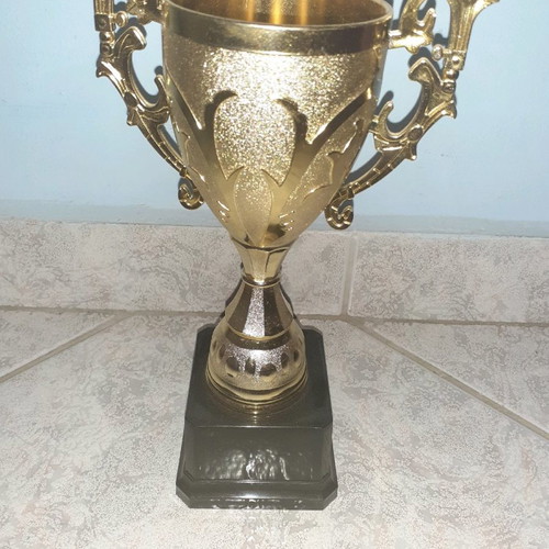 Plastic winner trophy new, gold color