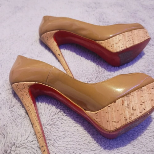 Christian Louboutin γόβες Lady Peep Cork μεταχειρισμένες, μπεζ, μέγεθος 39