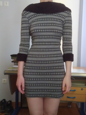 On Line winter dress medium black and white like new