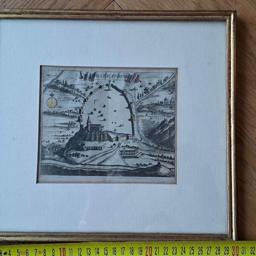 Engraving of Coronelli's Athens 1680 used, framed art