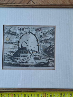 Engraving of Coronelli's Athens 1680 used, framed art
