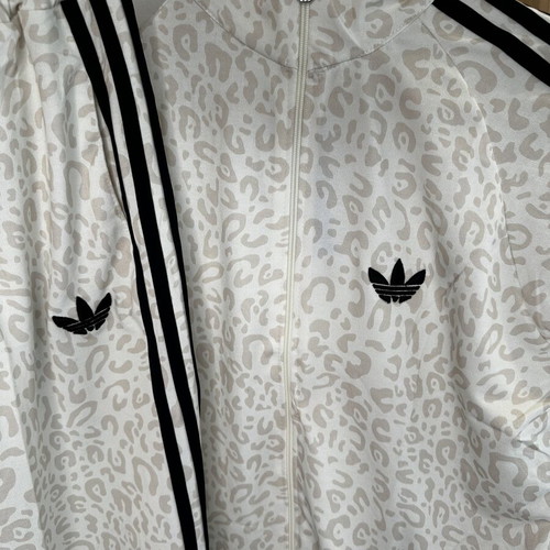 Adidas Leotard Set with Short-Sleeve Jacket and Pants in Ecru