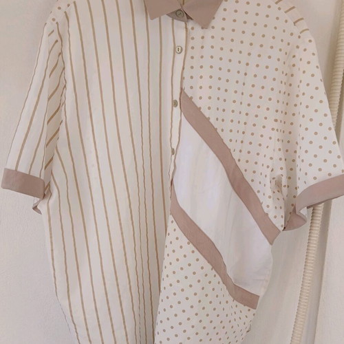 Vintage mix&match oversized shirt like new, striped and polka dot