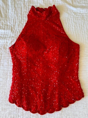 Raxevsky Exclusive Vintage Red Beaded Sequin Halter Top Size S like new