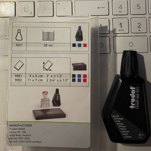 Stamp ink used, approximately 20-22 ml