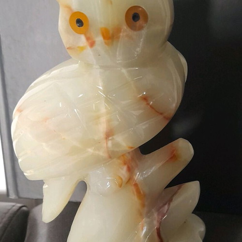 Owl carved in marble used, high-quality craftsmanship