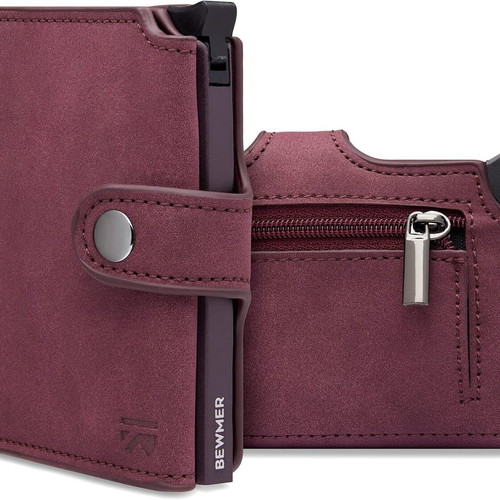 Bewmer 2 wallet with RFID protection, cardholder and coin pocket, bordeaux