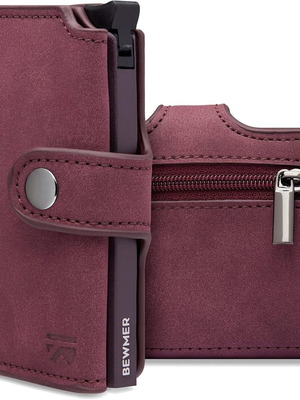 Bewmer 2 wallet with RFID protection, cardholder and coin pocket, bordeaux