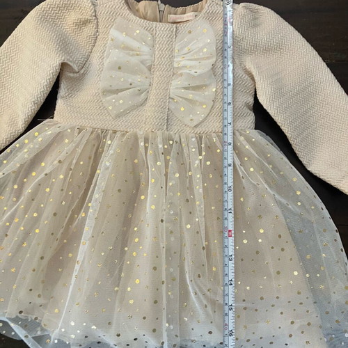 Tulle dress for 2-year-old girl new, beige with gold details