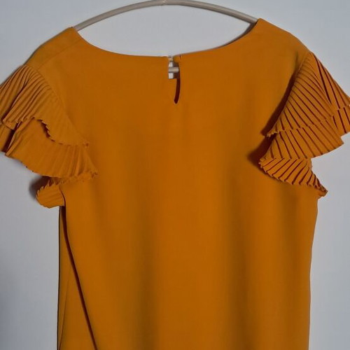 Blouse with Pleated Sleeves new, mustard color