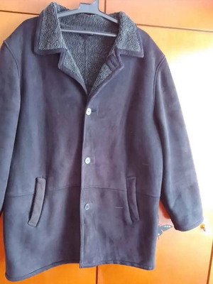 Men's coat XXL like new, gray suede with gray fur lining