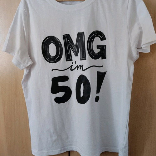 T-shirt white with black print 50th birthday like new