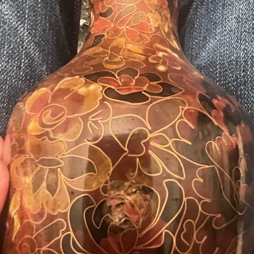 Pair of Cloisonné Vases like new, Chinese vintage enamel