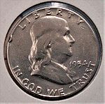  1954 Η.Π.Α ½ Δολάριο, Μισό δολλάριο Φράνκλιν.##2