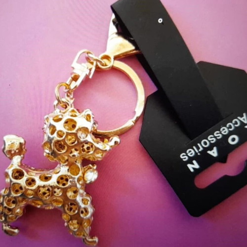 Key holder pink multicolor, new, 5x4.5 cm poodle figure