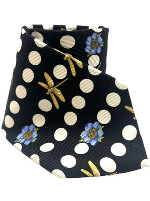 Kenzo Употребявана Черна Копринена Вратовръзка На Точки