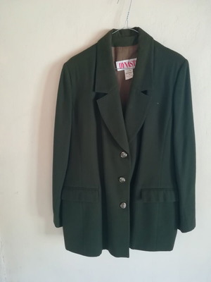 Wool Dynasta women's jacket with external pockets like new, dark green, size 56