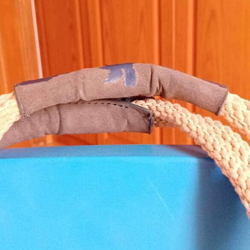 Beach bag used with worn leather