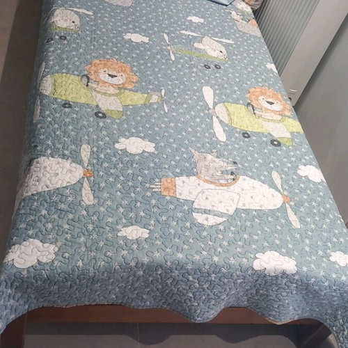 Children's quilt used with animal prints blue Net Nef
