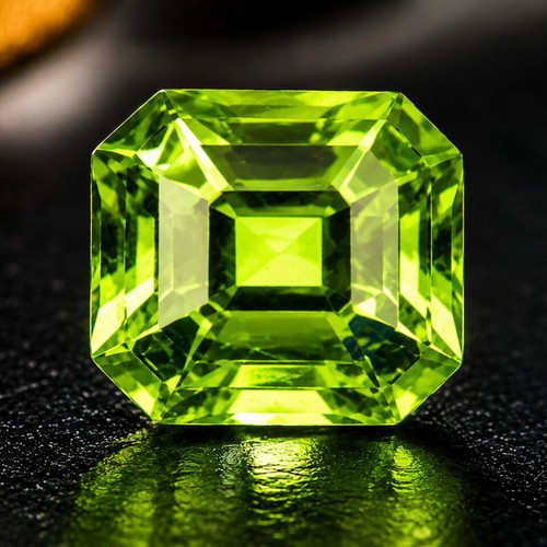 Natural Peridot 2.93ct ALGT Certified Step Cut Intense Green
