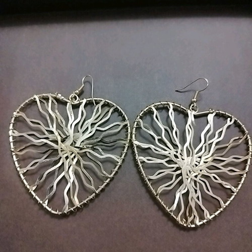 Handmade gold-colored earrings large new