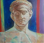  "ενώπιον του αγάλματος του Ηνίοχου " πινακας ζωγραφικής 55 x70cm ακριλικά