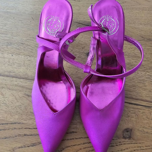 Lusso Suole fuchsia pumps satin fabric size 38 new