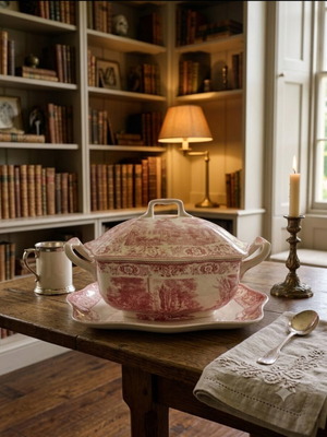 Royal Crown Kent Ltd Red Landscape Serving Set like new
