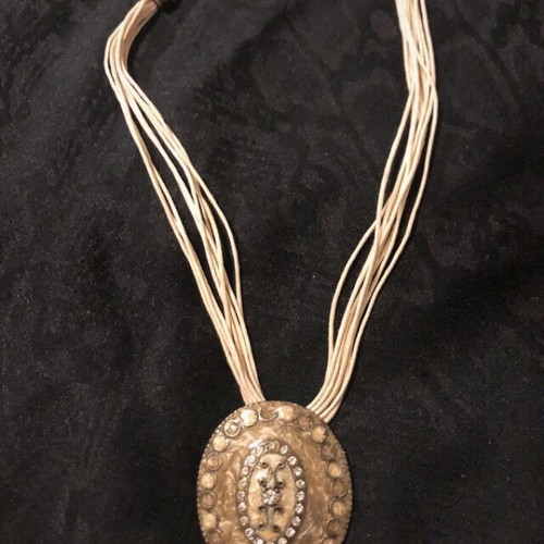 Faux women's necklace white enamel vintage like new handmade