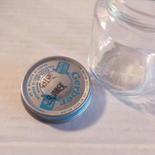 Gerber glass jar used, vintage baby food packaging