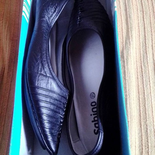 Black pasoumaki shoes made of synthetic leather, unworn, size 38