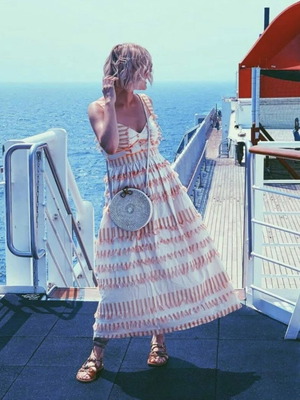 Karavan Olivia summer dress like new, white and orange, size S