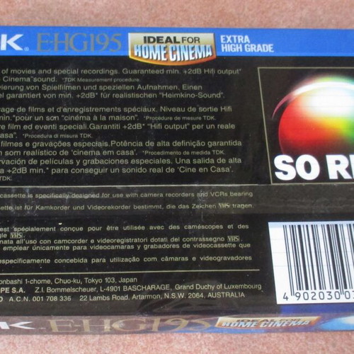 TDK VHS Extra High Grade 195 minutes sealed new