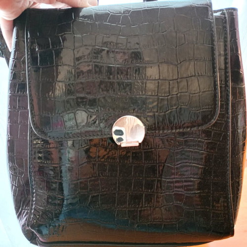 Black patent leather backpack like new