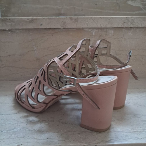 Anastazi Bournazos leather sandals used, size 41, pink, 7 cm heel