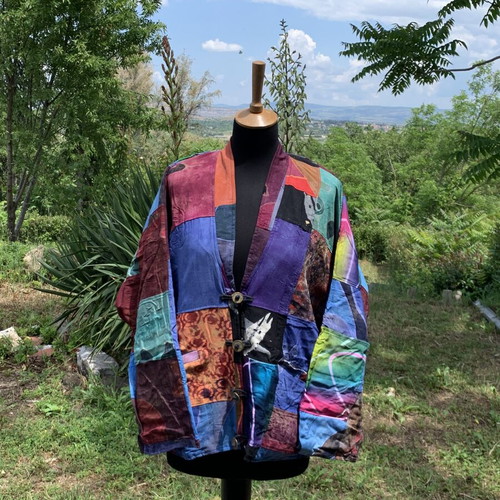 Vintage patchwork poncho new, handmade 90s bohemian style