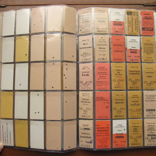 Swiss railway ticket collection used, 400 pieces with 2 holders
