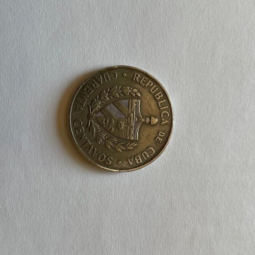 40 Cuban Centavos Coin from 1962 used, minted in Leningrad