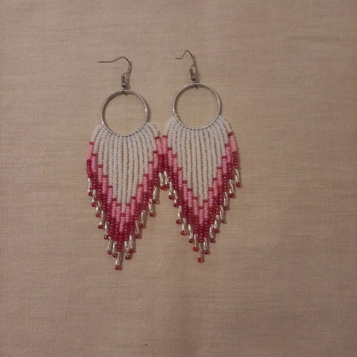 Handmade earrings with fringes from Czech beads and steel hook, new